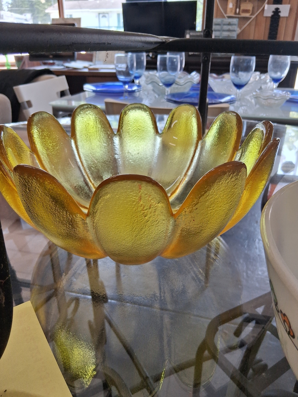 Vintage Amber Petal Glass Bowl